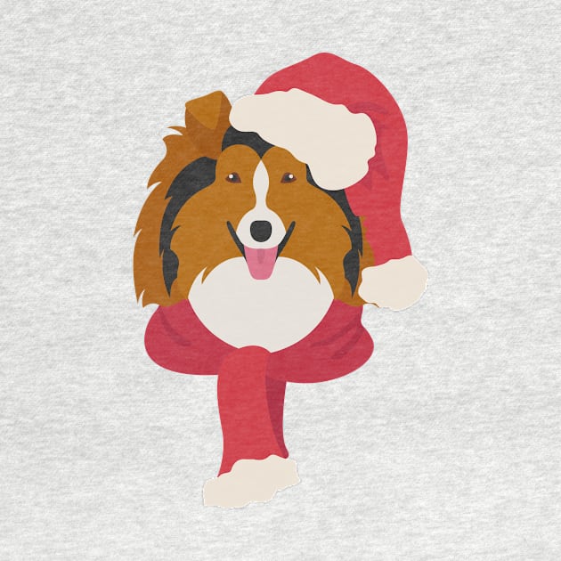 Christmas Rough Collie Dog Face by JunkyDotCom